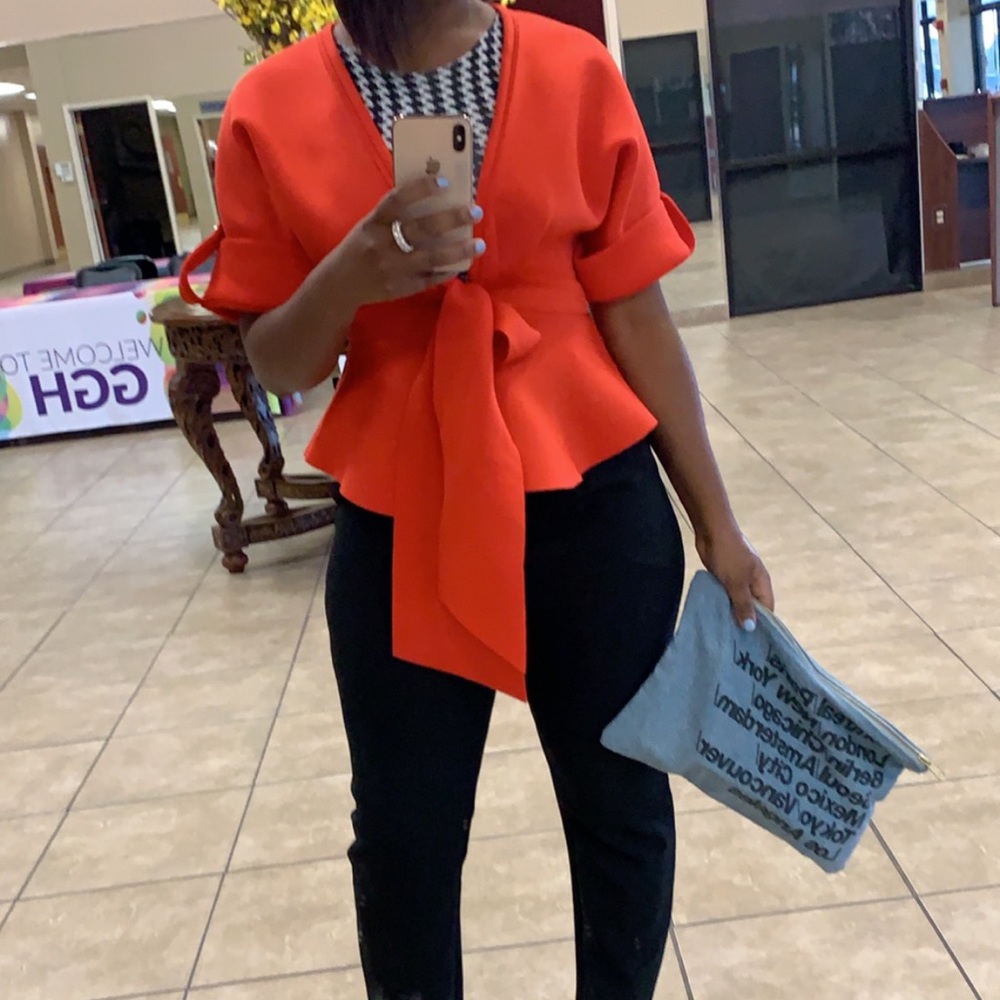 Red tie up shirt - Picture 2 of 2